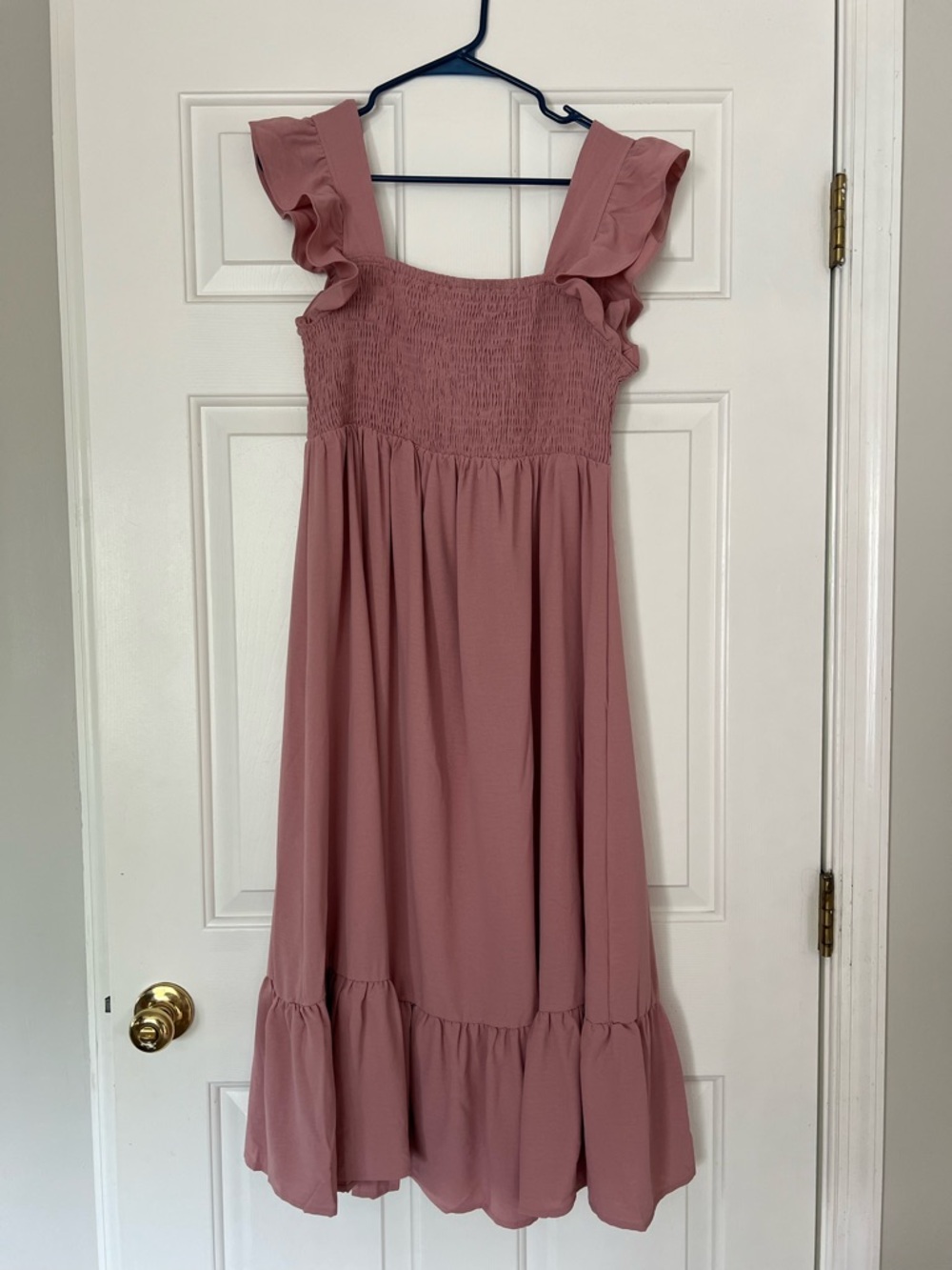 SHEIN Dusty Rose Ruffled Strap Midi Dress
